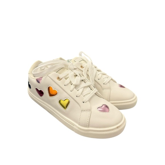 Kurt Geiger Mini Lane Love White Leather Hearts Girls School Shoes Sz 4m - Picture 3 of 6